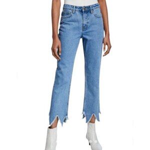 2for30💥‼️Evidnt Women's‎ Essen Relaxed Raw Hem Jeans Size 28 Light Wash